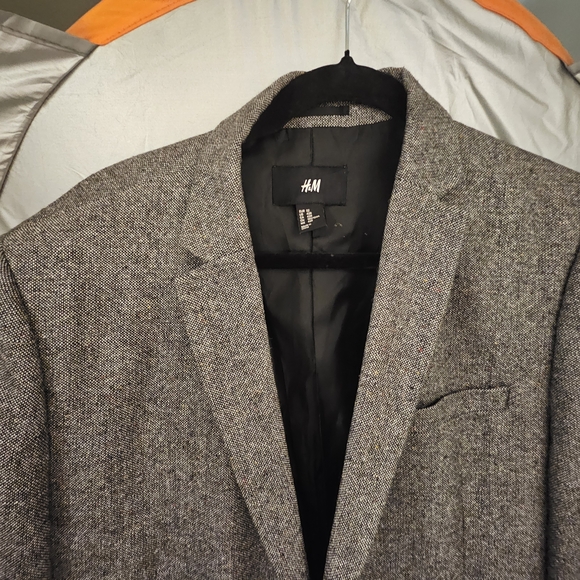Men's H&M Tan Slim Fit Tweed Blazer Jacket Size 42R - Picture 6 of 16